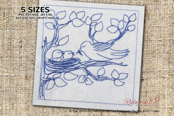 Bird and Chicks Eating a Worm Embroidery Review