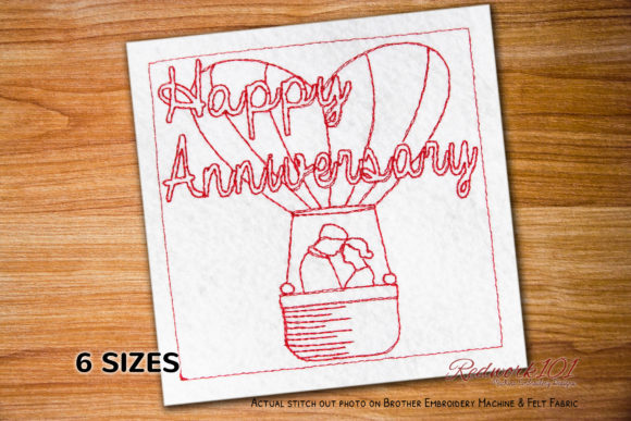 Couple in Hot Air Balloon Embroidery