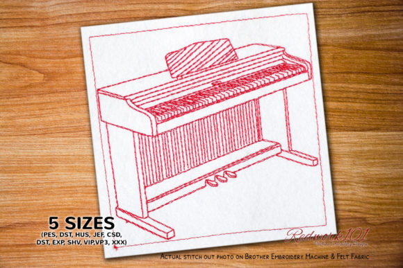 Digital Piano Redwork Embroidery Review