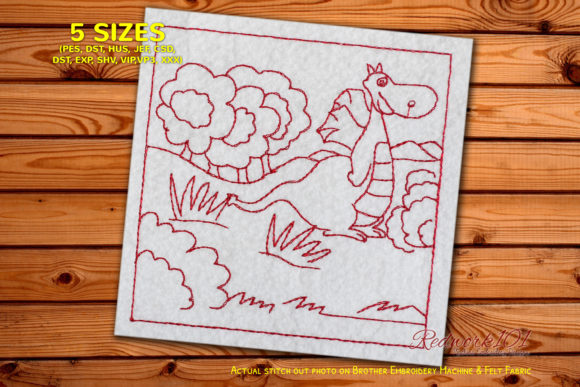 Dragon in Jungle Redwork Embroidery Review