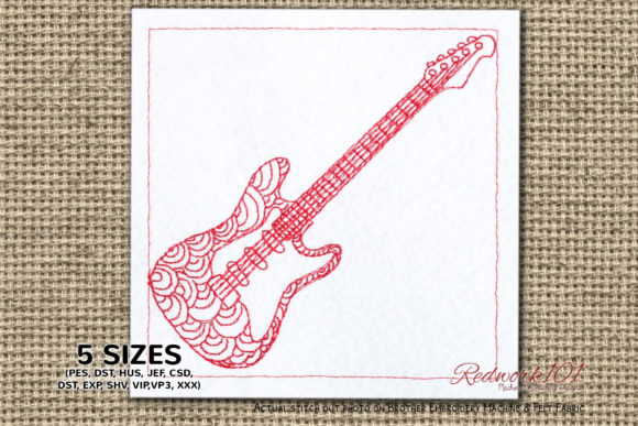 Electric-Guitar Redwork Embroidery Review