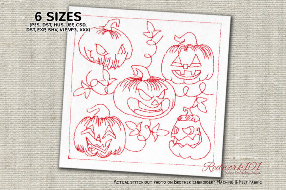 Halloween 5 Spooky Pumpkins Redwork Review